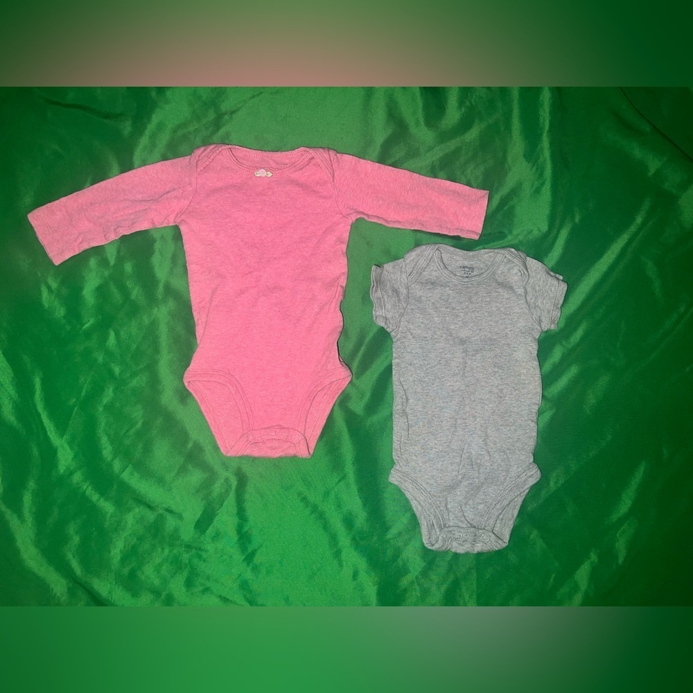 Carter's Pink and Gray Bodysuit Set size 3 months